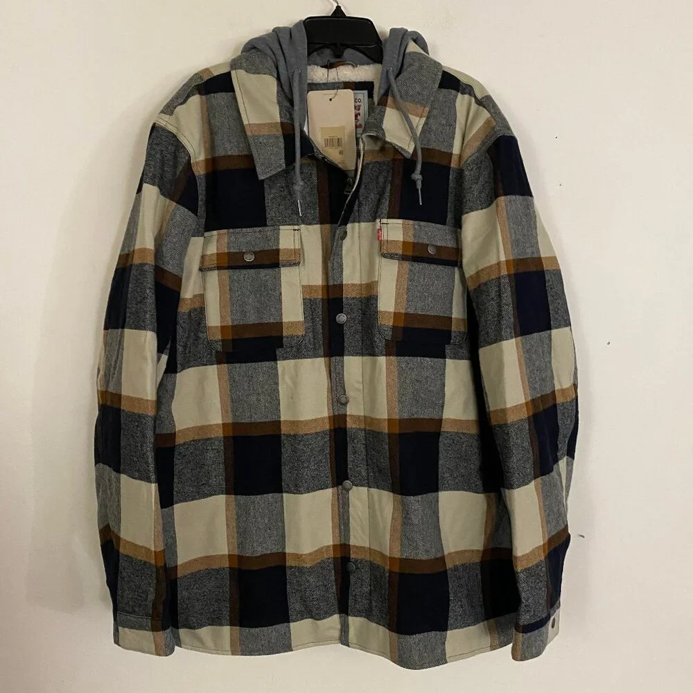 Levi's Plaid Sherpa Lined Hooded Shirt Jacket 3XL